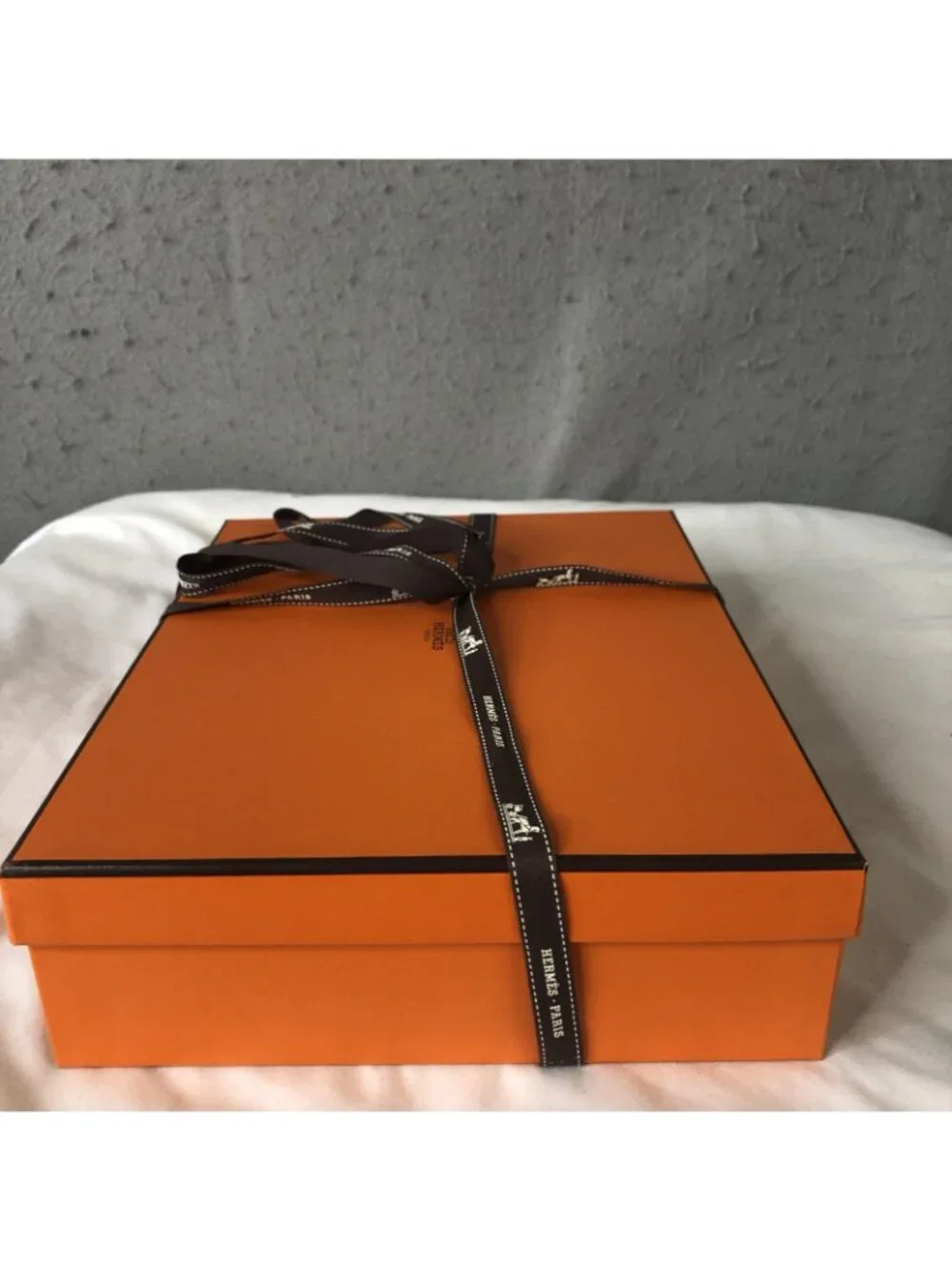 Hermes Dust Bag Womens One Size Orange Herringbone Logo Box Ribbon Storage